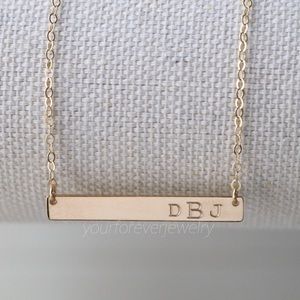 14K Gold-Filled Engraved Monogram Bar Necklace